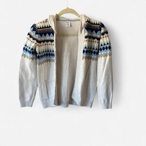 Gymboree blue, cream & yellow Aztec pattern hooded cardigan Size 12 years